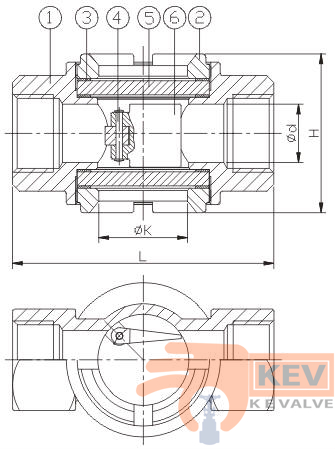 Screwed End Sight Glass 2056 200WOG - Valve p2