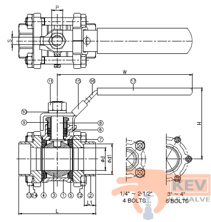 3 PC Socket Weld End Ball Valve 2011N p2