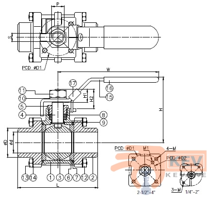 3 PC Butt Weld End Ball Valve 2012Mp2