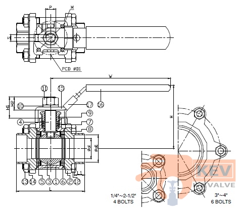 Ball Valve, Butt Weld End Ball Valve, 3 PC But Weld End Ball Valve 2012nm p2