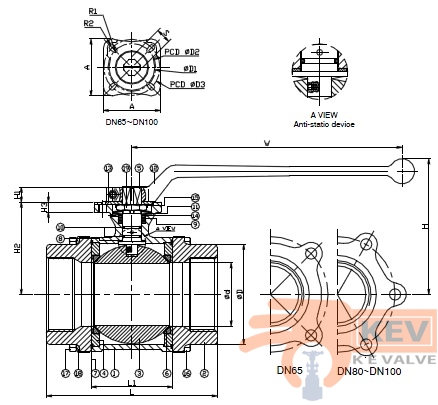 3 PC Screwed End Ball Valve 2013D4p2