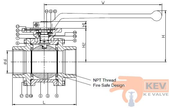 3 PC Screwed End Ball Valve 2013KMp3p2