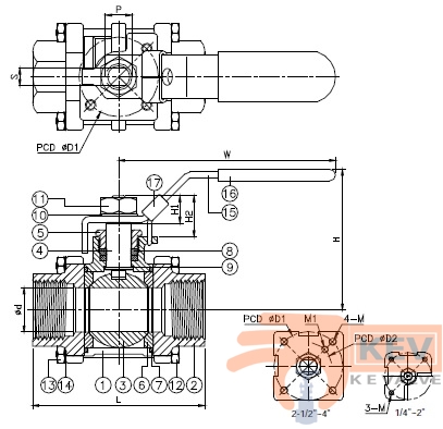 3 PC Screwed End Ball Valve 2013M p2