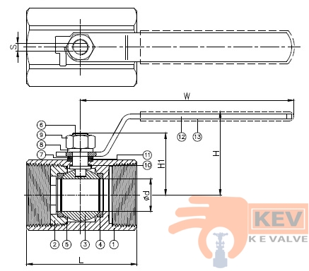 Ball Valve, Screwed End Ball Valve, 1 PC Screwed End Ball Valve 2017p2