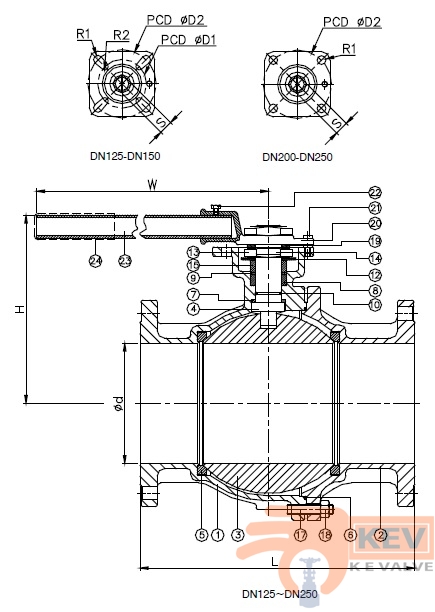 2PC FLANGED END BALL VALVE 2019D p2