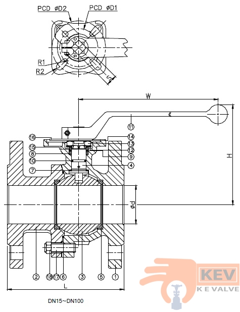 2PC FLANGED END BALL VALVE 2019D p3