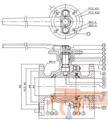 Ball Valves, Flanged End Ball Valves, 2 PC Flanged End Ball Valve 2019D-MS 2020D-MS p2