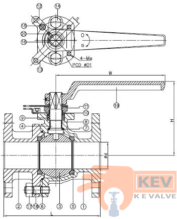 2 PC. FLANGED END BALL VALVE 2020k p2