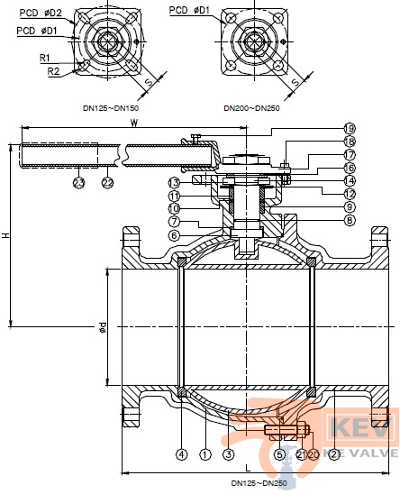 2PC FLANGED END BALL VALVE 2020d p2