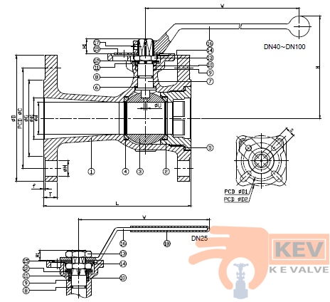 Ball Valves, Flanged End Ball Valves, 1 PC Flanged End Ball Valve 2021d p2