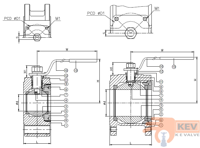 Ball Valves, Flanged End Ball Valves, 1 PC Flanged End Ball Valve 2052a p2