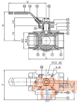 Ball Valves, Screwed End Ball Valve, 3 Way Screwed End Ball Valve 2057n p2